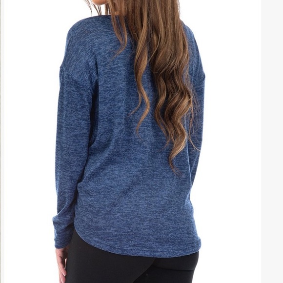 Navy Heather Twist-Front Sweater - Picture 2 of 4